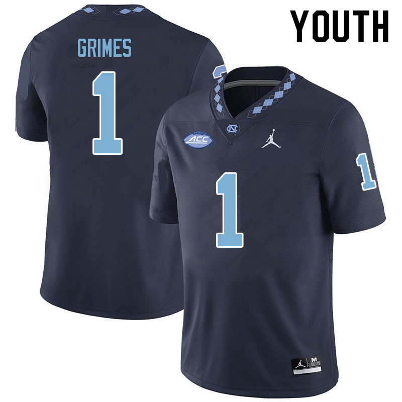 Youth #1 Tony Grimes North Carolina Tar Heels College Football Jerseys Sale-Navy